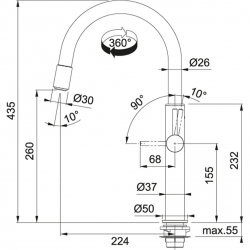 Bateria Franke PESCARA UP&DOWM CZARNY MAT 115.0545.135