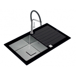 Zlewozmywak Teka LUX R15 86 1B 1D DIAMOND szkło czarne + stal 115100011
