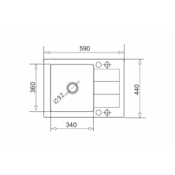Zlew. SPARTA 59x44 1B 1D beż - piaskowy + Bateria LUNGO