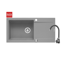 Zlew. MIDO (100x50) 1B 1D szary beton + bateria Bello