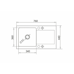Zlew. MIDO 76x44 1B 1D volcano + bateria Bello