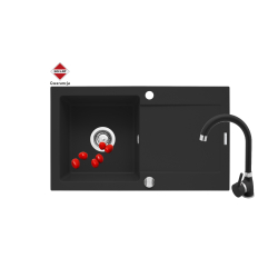 Zlew. MIDO 76x44 1B 1D volcano + bateria Bello