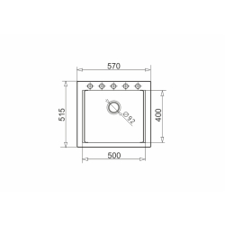 Zlew. SIROS (57x51,5) 1B Black Edition + Bateria FLEXOS
