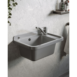 Umywalka ogrodowa NEO 51X34 szary granit + bateria Asalia