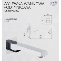 Wylewka wannowa podtynkowa TORONTO TOR-WWP.0200 CZARNY MAT