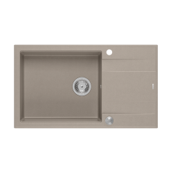 QUADRON EVAN 136 XL GraniteQ zlewozmywak z syfonem Push To Open 1-komorowy z/o (860x500x210; kom. 420x490) soft taupe / elementy stalowe