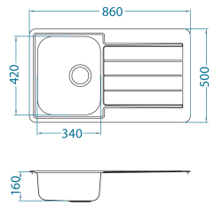 ALVEUS LINE 20 zlewozmywak stalowy MONARCH złoty
