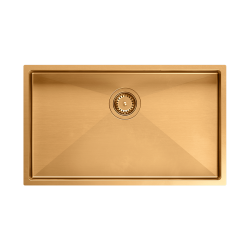 Quadron | ANTHONY 80 | stalowy zlewozmywak kuchenny MIEDŹ PVD | wymiary: 74 x 44 x 20,5 cm | 1-komorowy podwieszany/wpuszczany | podbudowa szafki: od