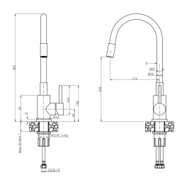 ART JOHNNY 116 (60x44x18,5) GraniteQ Art Copper Black Pearl z syfonem manualnym, baterią Maggie PVD i dozownikiem - czarny opalizacja miedziana