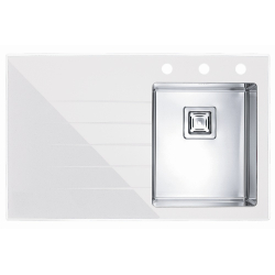 ALVEUS CRYSTALIX 10 zlewozmywak szklany biały prawy