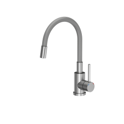 READY- SMART SZARY zlewozmywak granitowy 1-k z/o (62x44x17,5) + bateria z elastyczną wylewką + dozownik stalowy + syfon