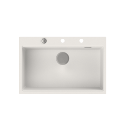 QUADRON BENEDICT Zlewozmywak wpuszczany 1-komorowy z akcesoriami | Workstation GraniteQ HardRock kolor: Alabaster | Wymiary: 76cm x 50cm x 23,5cm | Mi