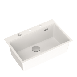 QUADRON BENEDICT Zlewozmywak wpuszczany 1-komorowy z akcesoriami | Workstation GraniteQ HardRock kolor: Alabaster | Wymiary: 76cm x 50cm x 23,5cm | Mi