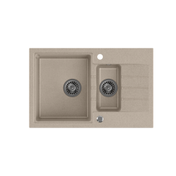QUADRON PETER 156 GraniteQ zlewozmywak granitowy river sand (beżowy) 1,5-komorowy z/o (78x50x20) z syfonem i zaślepką