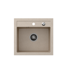 QUADRON JOHNNY 110 GraniteQ zlewozmywak granitowy river sand (beżowy) 1-komorowy b/o (50x47x18,5), z syfonem i zaślepką stal szlachetna