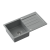 QUADRON JOHNNY 111 GraniteQ zlewozmywak granitowy silver stone 1-komorowy z/o (77x44x18,5), z syfonem i zaślepką stal szlachetna