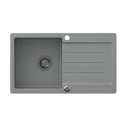 QUADRON JOHNNY 111 GraniteQ zlewozmywak granitowy silver stone 1-komorowy z/o (77x44x18,5), z syfonem i zaślepką stal szlachetna