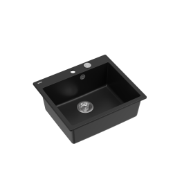 MORGAN 110 GraniteQ zlewozmywak pure carbon z syfonem Push To Open stal szlachetna 1-komorowy b/o + zaczepy 4 szt