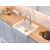 QUADRON BILL 110 GRANITEQ zlewozmywak wpuszczany 1-komorowy 595x540x205 mm, snow white / elementy miedziane