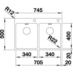 Zlewozmywak Blanco ANDANO 340/340-IF/A Stal polerowana, korek automatyczny, InFino, PushControl 525 248