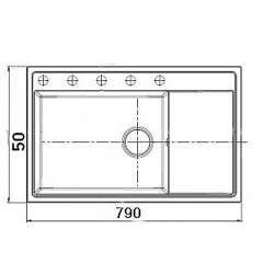 Zlewozmywak Pyramis CAMEA 79x50 1B 1D czarny 070074301