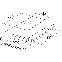 Okap kuchenny teleskopowy Pyramis LTX 1151 inox/czarne szkło 065016101