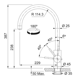 Bateria Franke Eos Neo Stała wylewka złoto stal szlachetna 115.0681.243