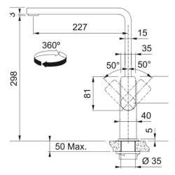 Bateria Franke Mythos Stała wylewka stal szlachetna 115.0547.852