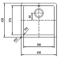 Zlewozmywak Pyramis CALTO 1B 45x43 onyx 070005701